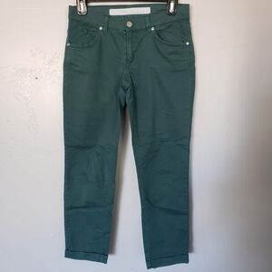 Brebis Noir Women's 27 Green Cuffed Pants Patterned Made in Italy